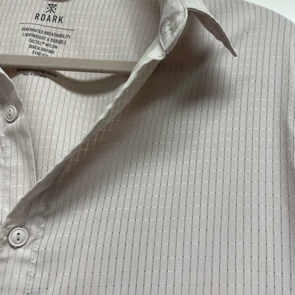 Roark Men's Light Gray Striped Button-Down Shirt